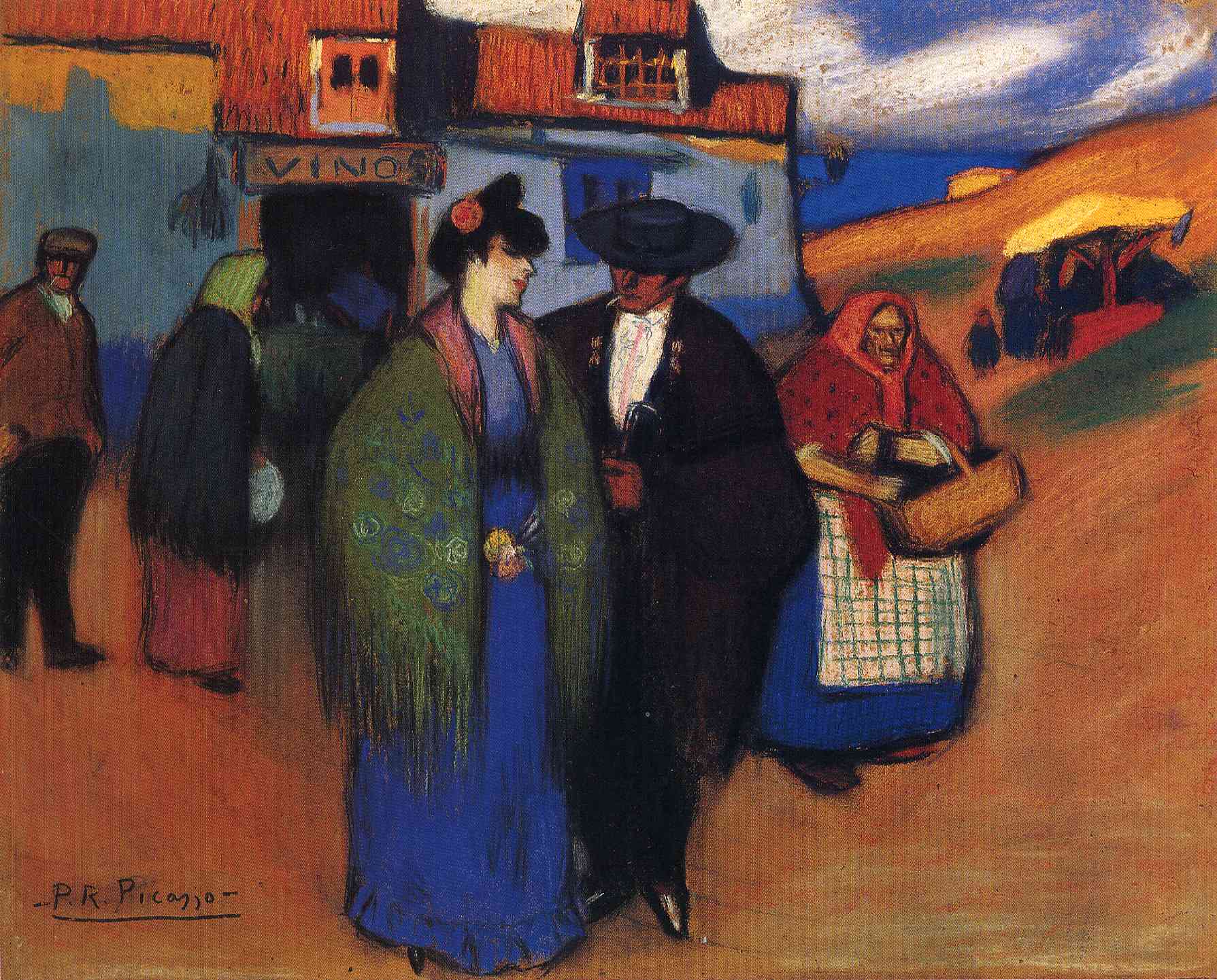A Spanish couple in front of inn