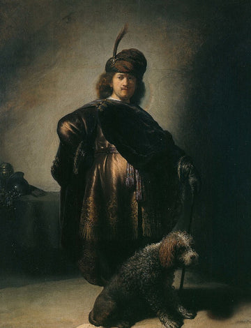 The Artist in an Oriental Costume with a Poodle at his Feet