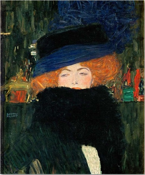 Lady with Hat and Feather Boa